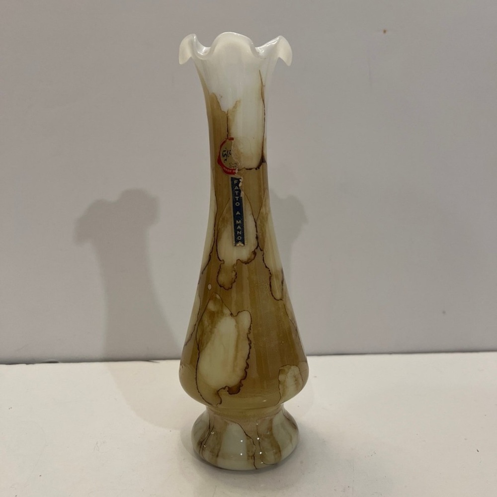 Vintage Mcm Stelvia Italy Fatto A Mano Glass 9" Vase